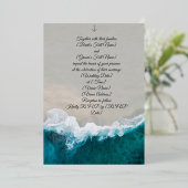 Snijdt bruiloft strand zonsondergang folie uitnodiging (Staand Voorkant)