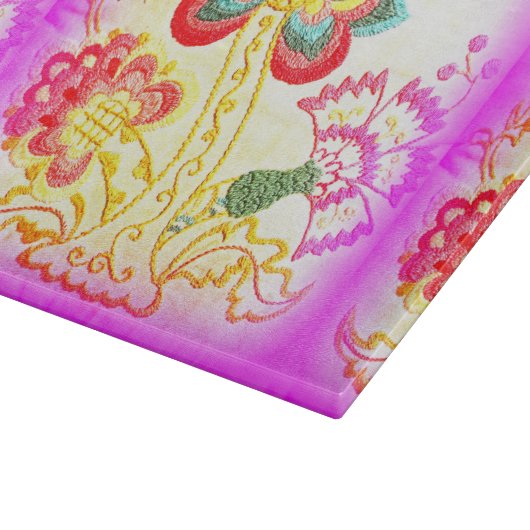 snijplaat van geborduurd roze palmboom snijplank (Hoek)