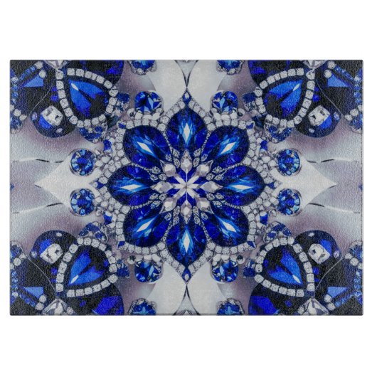 Snijplank met Blauw Wit Kleuren Ontwerp (Voorkant)