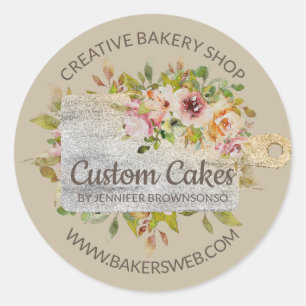 Snijplank Slager Bakker Keuken Bloemmotief Ronde Sticker