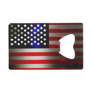 Snijrand Laser Gesneden Amerikaanse Vlag 2 Kredietkaart Flessenopener