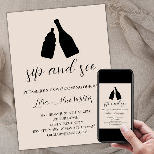 Snip en zie minimalistisch modern beige Baby showe Kaart