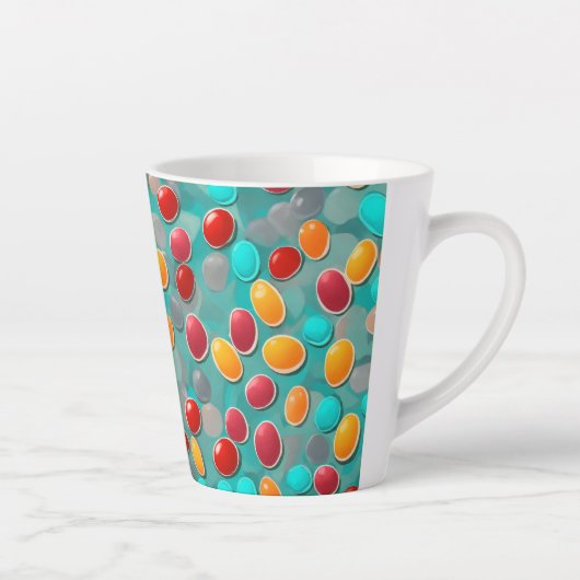 "Snip van zoetheid: Kleurrijke Jelly Bean Art Latt Latte Mok (Rechts)