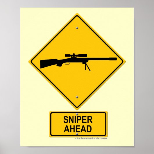 Sniper Ahead Warning Sign Poster (Voorkant)