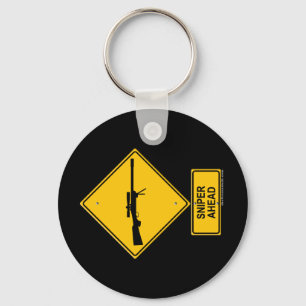Sniper Ahead Warning Sign Sleutelhanger