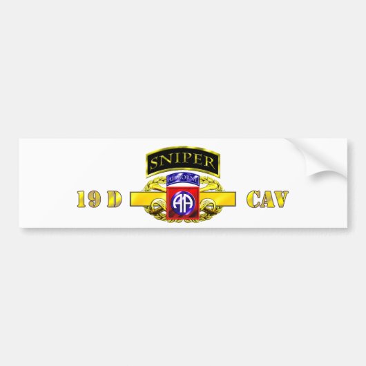 Sniper Tab 19D Cav Scout 82nd Bumpersticker (Voorkant)