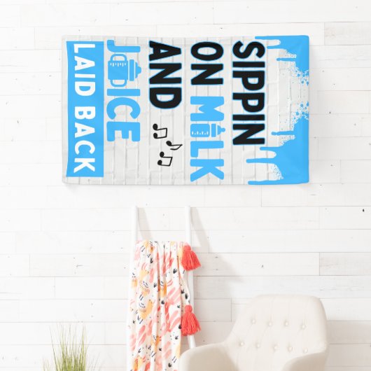 Snippen op melk en sap Blauw & zwart Hip Hop Spandoek (Insitu)