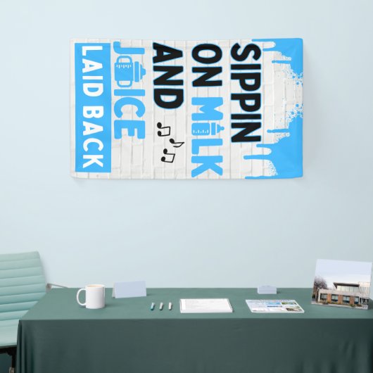 Snippen op melk en sap Blauw & zwart Hip Hop Spandoek (Beurs)