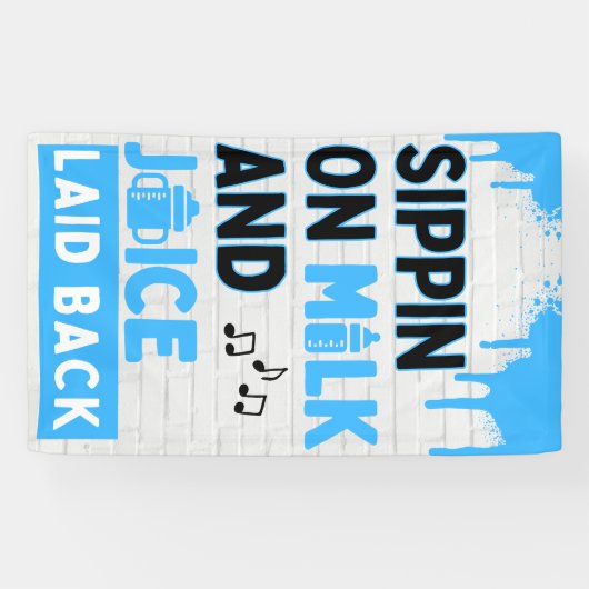 Snippen op melk en sap Blauw & zwart Hip Hop Spandoek (Horizontaal)