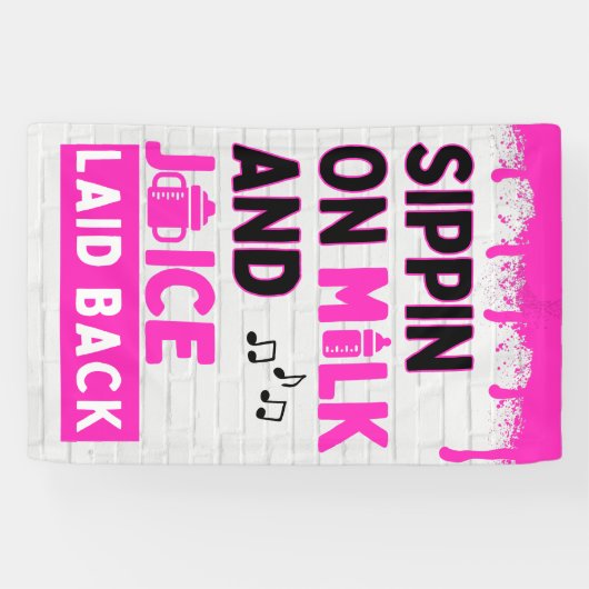 Snippen op melk en sap Roze Hip Hop Spandoek (Horizontaal)