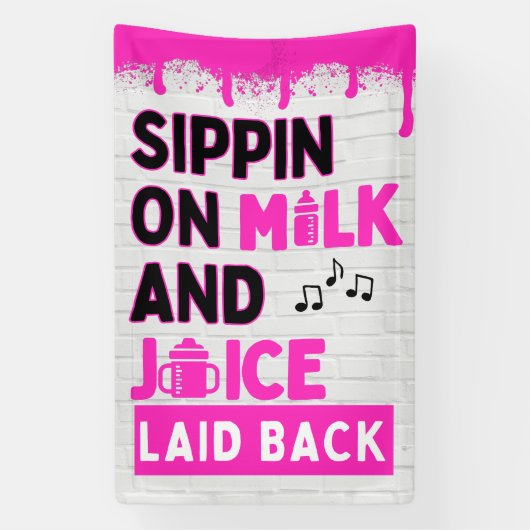 Snippen op melk en sap Roze Hip Hop Spandoek (Verticaal)