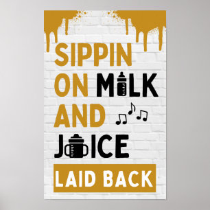 Snippen op melk en sap zwart en goud hip hop poster