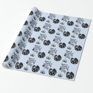 Snippers en Slakken Zwart en Blauwe Baby Shower Cadeaupapier
