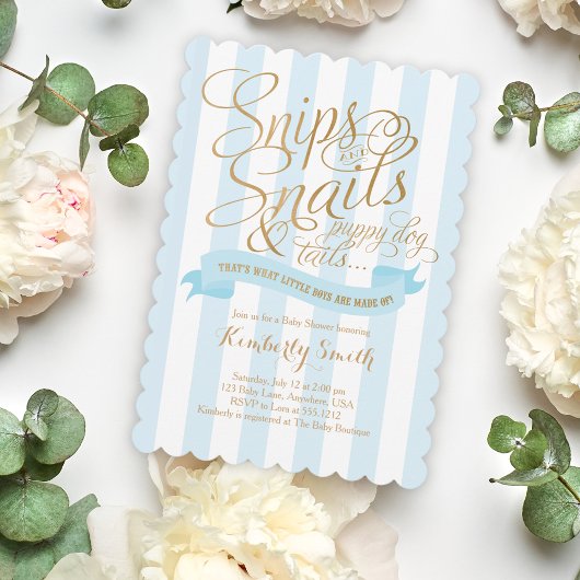 Snips and Snails Baby Boy Baby shower Invitation