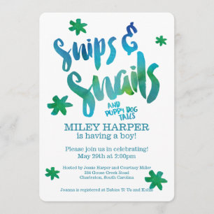 Snips and Snails Waterverf Baby shower Kaart