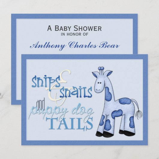 Snips & Snails Baby Boy Blue Shower Invitation (Devant / Derrière)