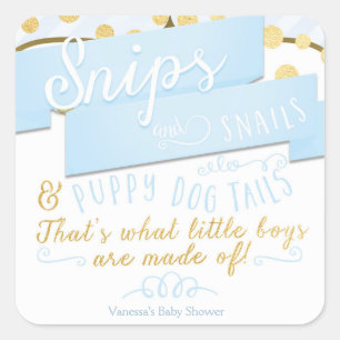 Snips & Snails Blauw Goud Gestreept Favor Stickers