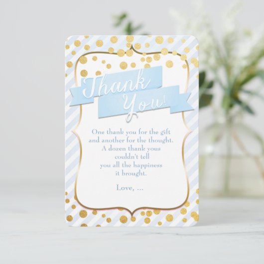 Snips & Snails Blauw & Goud Partij Dank u kaart (Staand voorkant)