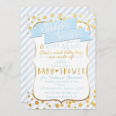 Snips & Snails Bleu & Or Douche Bébé Invitations (Devant / Derrière)