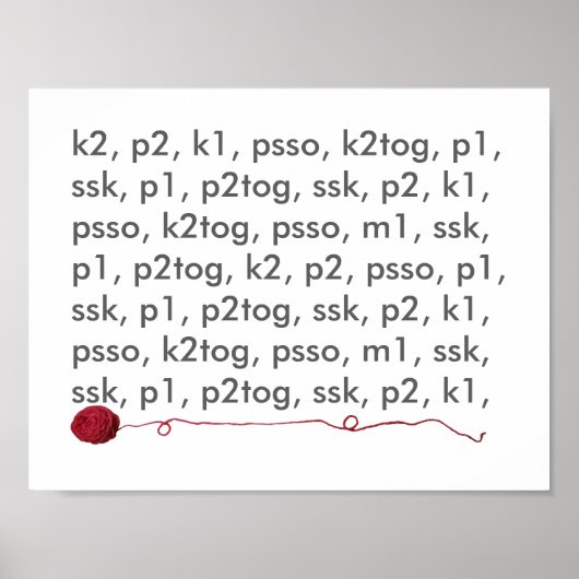 Snitting Lingo Red Yarn Crafts Poster (Voorkant)