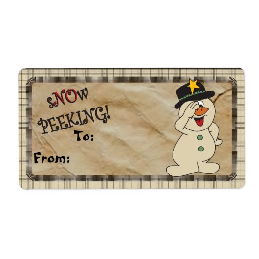 S'no"w Peeking Snowman Gift Labels | Kerstmis (Voorkant)
