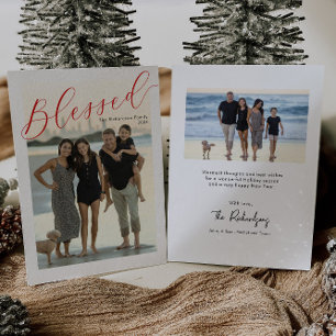 Snoeiend eenvoudig script moderne fotokerstkaart kaart
