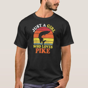 Snoek Vis Vintage Gewoon Een Meisje Dat Van Snoek T-shirt