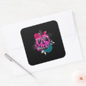 Snoep appel met bloemen vierkante sticker (Envelop)