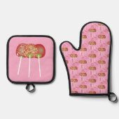 Snoep Appels Roze Oven Mitt en Pothouder Set (Voorkant)