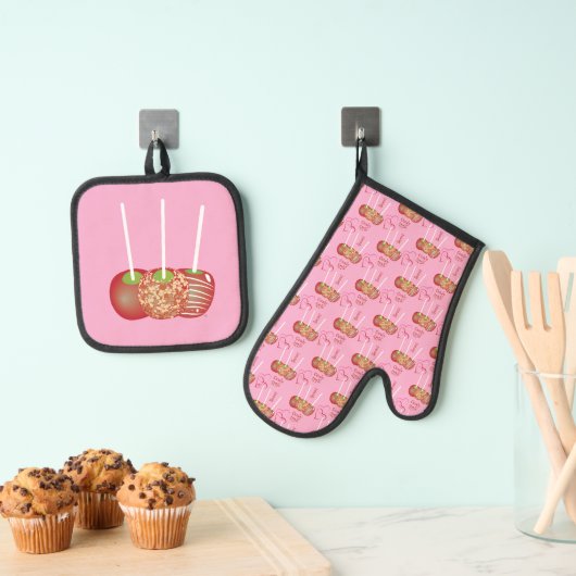 Snoep Appels Roze Oven Mitt en Pothouder Set (Insitu(Ophanging))