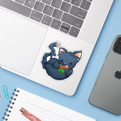 Snoep Apple Cat Sticker (Laptop met iPhone)