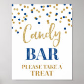 Snoep Ballbons Gold Navy Blue Confetti Poster (Voorkant)
