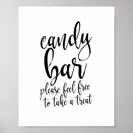 Snoep Bar Black en White Script 8x10 Wedding Sign Poster (Voorkant)