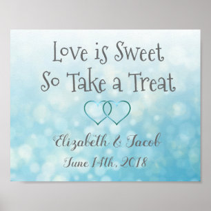 Snoep Bar Blue en Grey Love is Sweet Poster