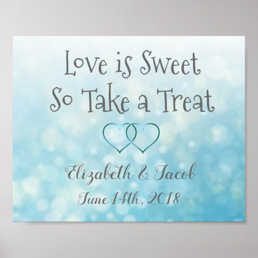 Snoep Bar Blue en Grey Love is Sweet Poster (Voorkant)