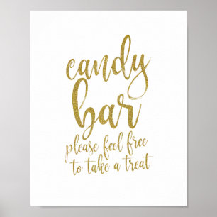 Snoep Bar Gold Glitter Script 8x10 Wedding Sign Poster