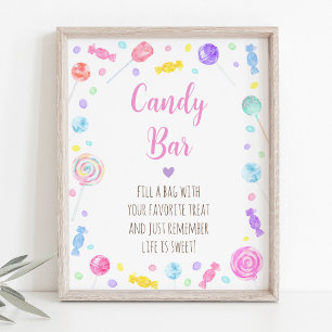 Snoep Bar Lollipop Sweet Shop Birthday Sign Poster