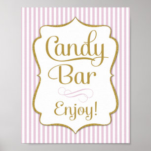 Snoep Bar Sign Roze Gold Buffet Poster