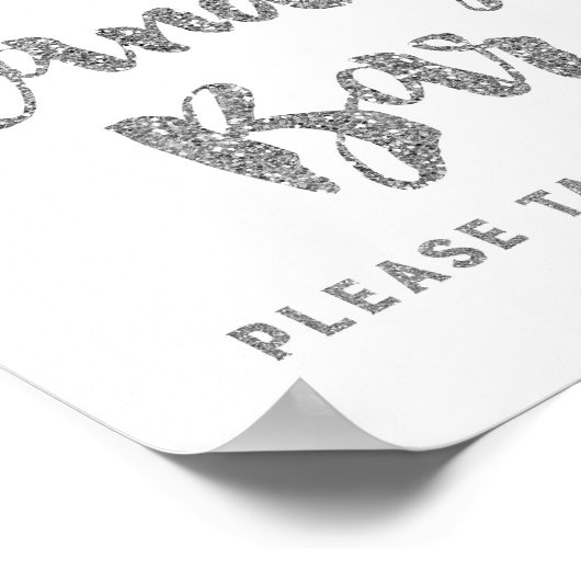 Snoep Bar Weddenschap of Shower Sign Silver Confet Poster (Hoek)