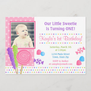 Snoep Birthday Invitation 5x7 Photo Card Kaart