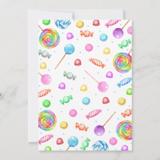 Snoep Birthday Invitation, Candyland Invitation Kaart (Achterkant)