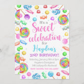 Snoep Birthday Invitation, Candyland Invitation Kaart (Voorkant / Achterkant)