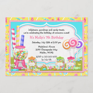 Snoep Birthday Party Invitation Kaart