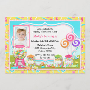 Snoep Birthday Party Invitation Kaart