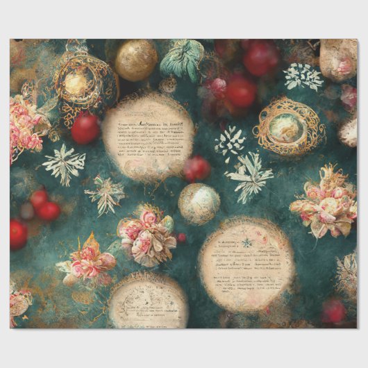 Snoep, bladeren en sierogen, kerstmis Cadeaupapier (Vlak)