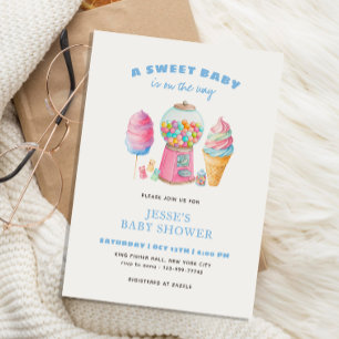 Snoep Blue Een zoet Baby shower is onderweg Kaart