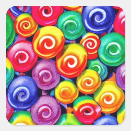 Snoep bollen vierkante sticker (Voorkant)