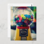 Snoep bubblegum speelgoed-machine retro briefkaart (Voorkant / Achterkant)