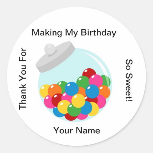 Snoep Buffet Gumball Jar Sticker (Voorkant)