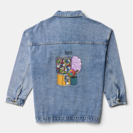 Snoep cartoon illustratie denim jacket (Achterkant)